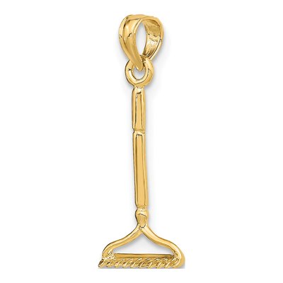10K Yellow Gold 3D Garden Rake Pendant – view 6