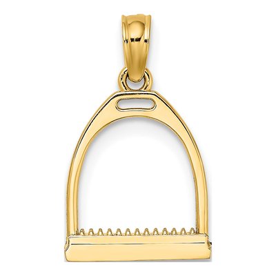 10K Yellow Gold Horse Stirrup Pendant – view 5