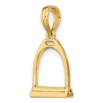 10K Yellow Gold Horse Stirrup Pendant – view 6