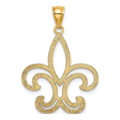 10K Yellow Gold Fleur de Lis Pendant – view 5