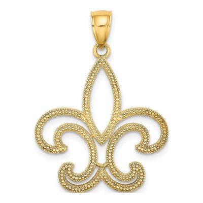 10K Yellow Gold Fleur de Lis Pendant