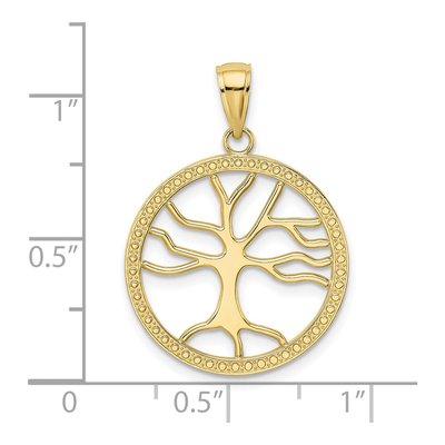 10K Yellow Gold Tree of Life Round Pendant – view 4
