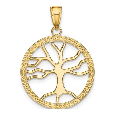 10K Yellow Gold Tree of Life Round Pendant – view 5