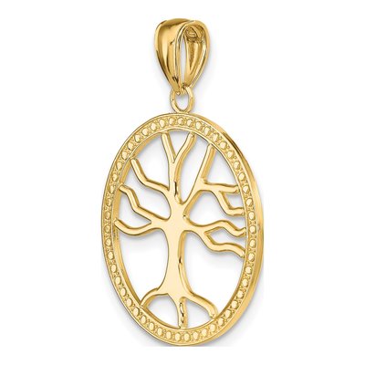10K Yellow Gold Tree of Life Round Pendant – view 6