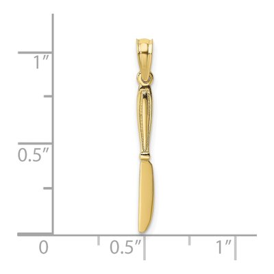 10K Yellow Gold 3D Table Knife Charm – view 4