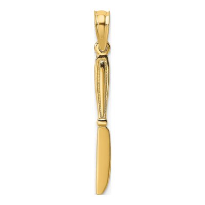 10K Yellow Gold 3D Table Knife Charm