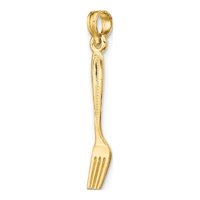 10K Yellow Gold 3-D Fork Charm – view 6