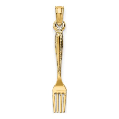 10K Yellow Gold 3-D Fork Charm