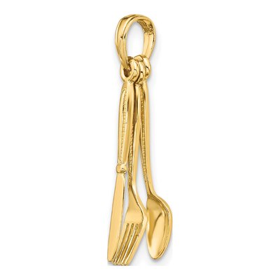 10K Yellow Gold 3D Knife Fork Spoon Charm – view 6