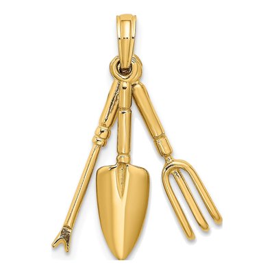 10K Yellow Gold 3D Garden Hand Tool Charm – view 5