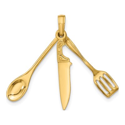 10K Yellow Gold 3D Movable Spatula Charm