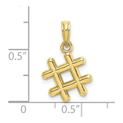 10K Yellow Gold 3-D Hashtag Pendant – view 4