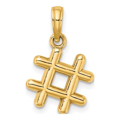 10K Yellow Gold 3-D Hashtag Pendant – view 5