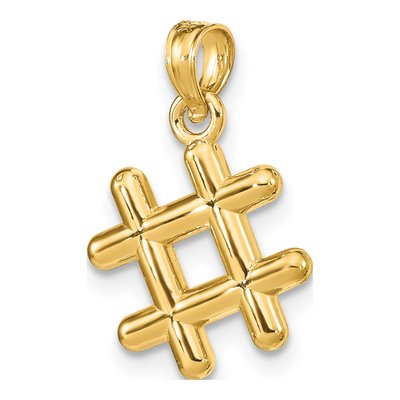 10K Yellow Gold 3-D Hashtag Pendant – view 6