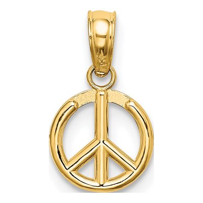 10K Yellow Gold Mini Peace Sign Pendant – view 5