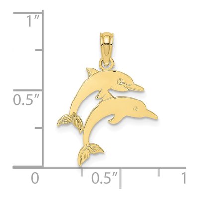 10K Yellow Gold Double Dolphins Charm – view 4