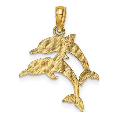 10K Yellow Gold Double Dolphins Charm – view 5