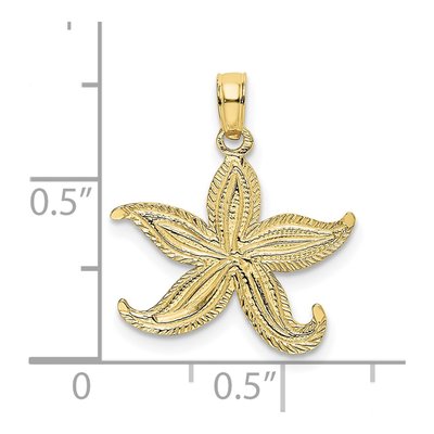 10K Yellow Gold Flat Starfish Pendant – view 4