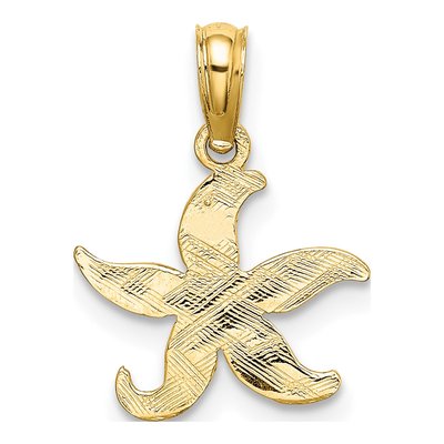 10K Yellow Gold Flat Starfish Pendant – view 5