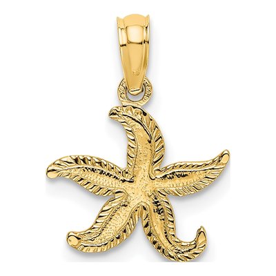 10K Yellow Gold Flat Starfish Pendant