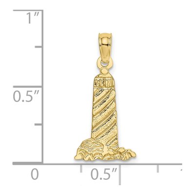 10K Yellow Gold Lighthouse Building Pendant – view 4