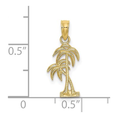 10K Yellow Gold Textured Double Palm Tree Charm – view 3