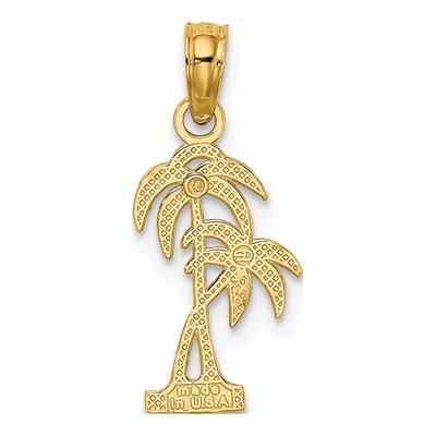 10K Yellow Gold Textured Double Palm Tree Charm – view 4