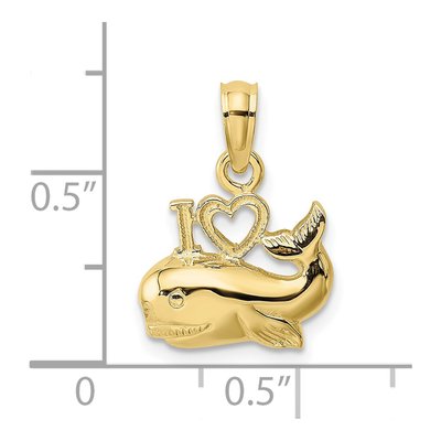 10K Yellow Gold I Heart Whales Pendant – view 4