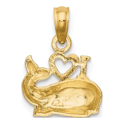 10K Yellow Gold I Heart Whales Pendant – view 5