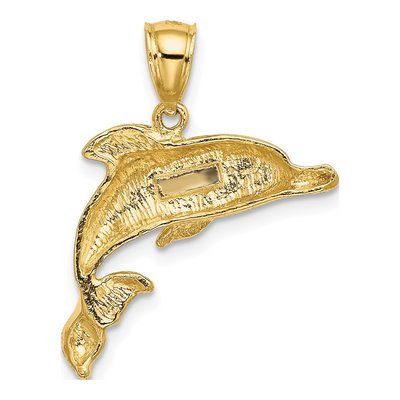 10K Yellow Gold Engraved Dolphin Charm – view 5