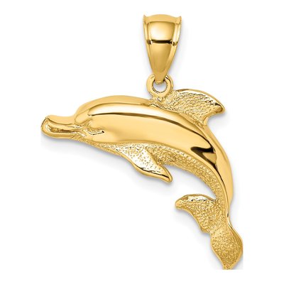 10K Yellow Gold Engraved Dolphin Charm
