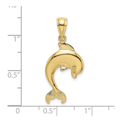 10K Yellow Gold Dolphin Pendant – view 4