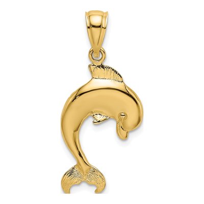 10K Yellow Gold Dolphin Pendant