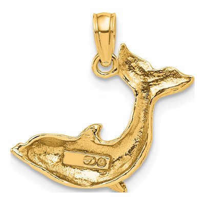 10K Yellow Gold Textured Dolphin Pendant – view 5