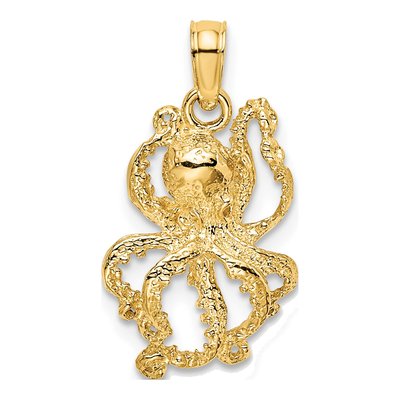 10K Yellow Gold Octopus Pendant