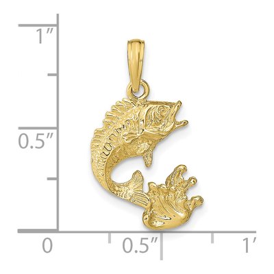 10K Yellow Gold Bass Fish Pendant – view 4