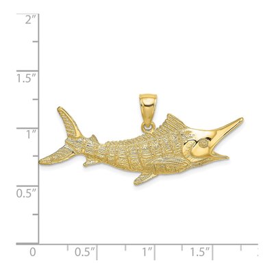 10K Yellow Gold Textured Marlin Fish Charm – view 4