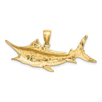 10K Yellow Gold Textured Marlin Fish Charm – view 5