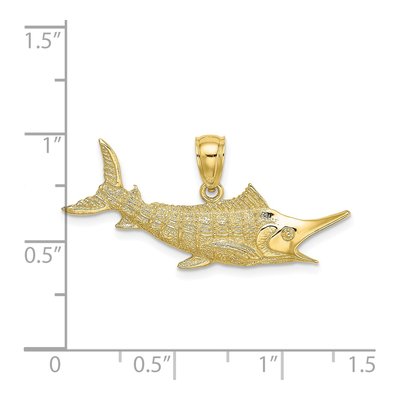 10K Yellow Gold Textured Marlin Fish Charm – view 4