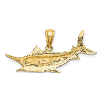 10K Yellow Gold Textured Marlin Fish Charm – view 5