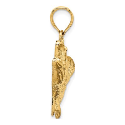 10K Yellow Gold Large Bass Fish Pendant – view 3