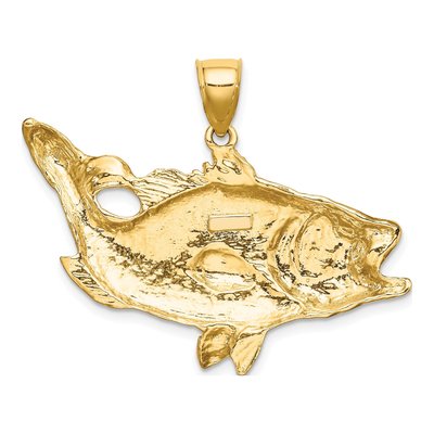 10K Yellow Gold Large Bass Fish Pendant – view 5