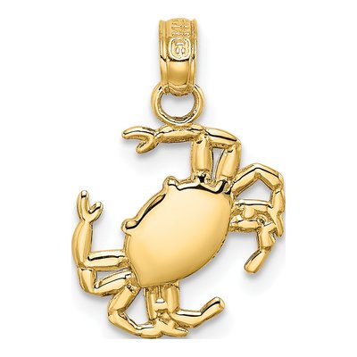 10K Yellow Gold Crab Charm