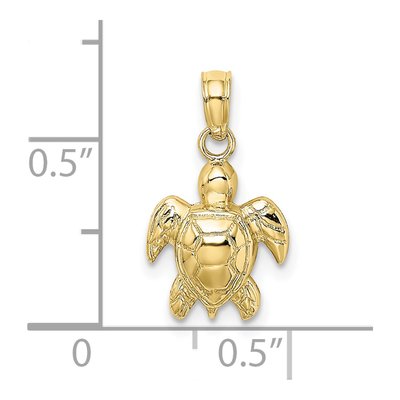 10K Yellow Gold Mini Sea Turtle Pendant – view 4