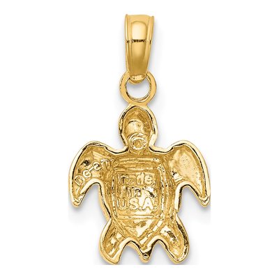 10K Yellow Gold Mini Sea Turtle Pendant – view 5