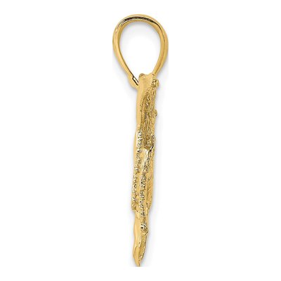 10K Yellow Gold Textured Whale Pendant – view 3