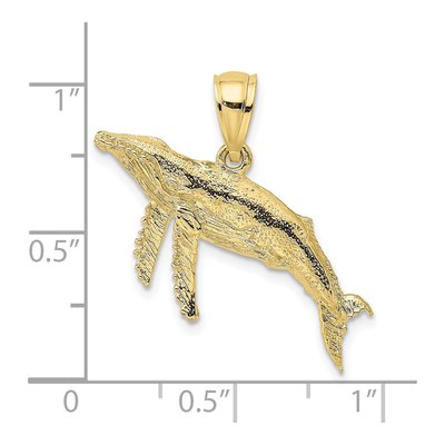 10K Yellow Gold Textured Whale Pendant – view 4