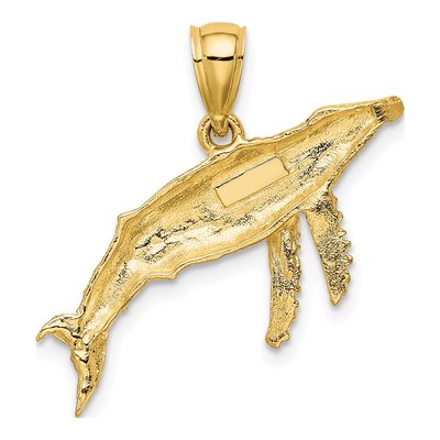 10K Yellow Gold Textured Whale Pendant – view 5