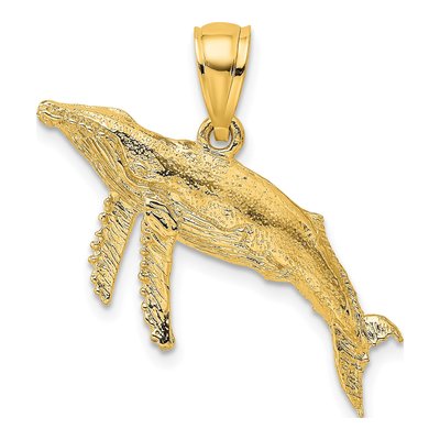 10K Yellow Gold Textured Whale Pendant