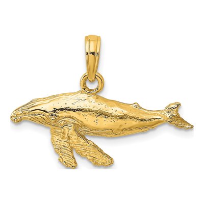 10K Yellow Gold Whale Pendant